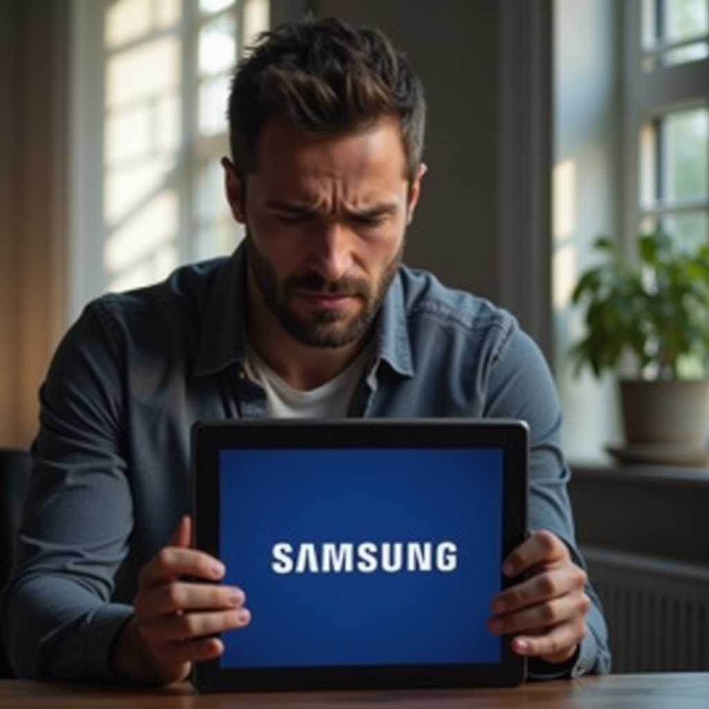 tablet samsung galaxy uvízl na logu